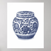 Navy Indigo Blue Hübsch Floral Ginger Jar Muster Poster (Vorne)