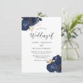 Navy Indigo Blume Elegante All Seasons Wedding Einladung (Stehend Vorderseite)