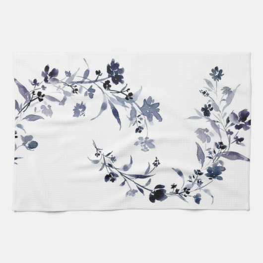 Navy-Indigo-Blume Geschirrtuch (Horizontal)