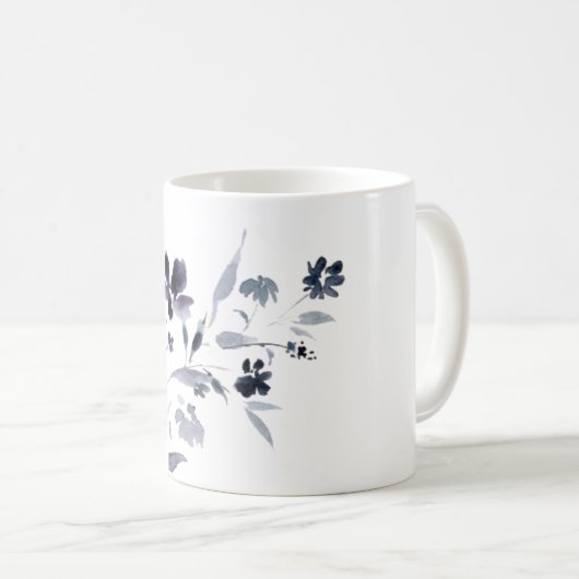 Navy-Indigo-Blume Kaffeetasse (VorderseiteRechts)