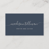 Navy & Ivory Moderne Kalligrafie Visitenkarte (Vorderseite)