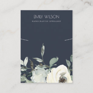 NAVY IVORY WHITE FLORAL BUNCH NECKLACE DISPLAY VISITENKARTE