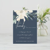 NAVY IVORY WHITE FLORAL CORPORATE Business LOGO Dankeskarte (Stehend Vorderseite)