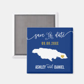 Navy Jamaica Wedding Save the Date Map Magnet (Vorderseite/Rückseite)