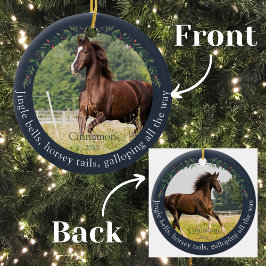 Navy Jingle Bells Horsey Schwanzes Weihnachten Wei Keramik Ornament