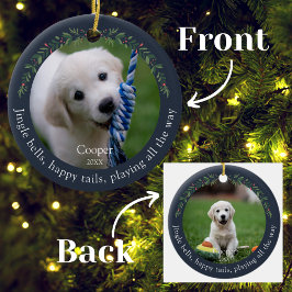 Navy Jingle Bells Pet Dog Weihnachten Keramik Ornament