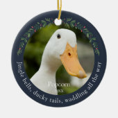 Navy Jingle Bells Pet Duck Weihnachten Keramik Ornament (Vorne)
