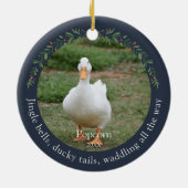 Navy Jingle Bells Pet Duck Weihnachten Keramik Ornament (Hinten)
