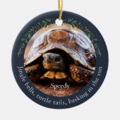 Navy Jingle Bells Pet Turtle Christmas Keramik Ornament (Vorne)