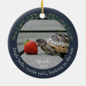 Navy Jingle Bells Pet Turtle Christmas Keramik Ornament (Hinten)
