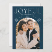 Navy Joyful Snowflake Arch Feiertagskarte (Vorderseite)
