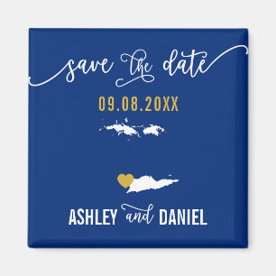 Navy Jungfrau Islands Wedding Save the Date Map Magnet