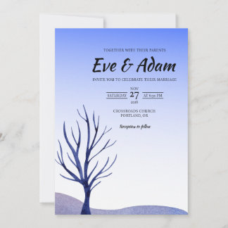 Navy Kahlschlag Boho Aquarell Winterhochzeit Einladung