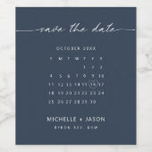 Navy-Kalender Save the Date Weinetikett (Einzelnes Label)