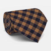 Navy-Kamel-Büffel-Karo-Gingham Krawatte (Gerollt)