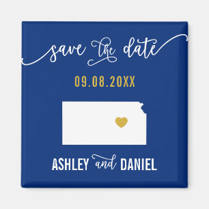 Navy Kansas Hochzeit Speichern Sie die Datumskarte Magnet