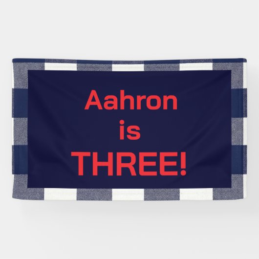 Navy kariert Upsherin Banner (Horizontal)
