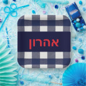 Navy kariert Upsherplatte Pappteller (Party)