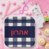 Navy kariert Upsherplatte Pappteller (Party)