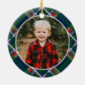 Navy Kariertes Foto Keramik Ornament (Hinten)