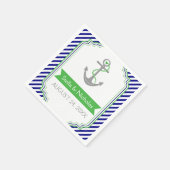 Navy, Kelly Green Anker nautische Hochzeit Serviette (Ecke)