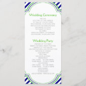 Navy, Kelly green nautical wedprogramme Programm (Rückseite)