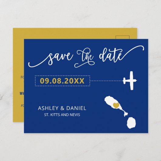 Navy Kitts und Nevis Wedding Speichern Sie die Dat Postkarte (Vorne/Hinten)