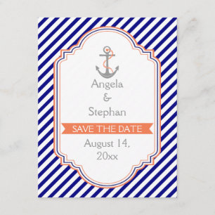 Navy, Korallenhochzeit Sichern Sie das Datum Save The Date