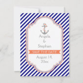 Navy, Korallenhochzeit Sichern Sie das Datum Save The Date (Vorderseite)