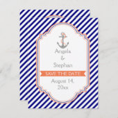 Navy, Korallenhochzeit Sichern Sie das Datum Save The Date (Vorne/Hinten)