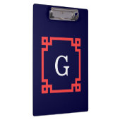 Navy, Korallenroter griechischer Schlüsselrahmen # Klemmbrett (Rechts)