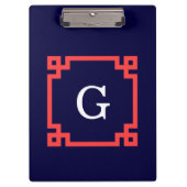 Navy, Korallenroter griechischer Schlüsselrahmen # Klemmbrett (Vorderseite)