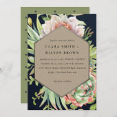 NAVY KRAFT DESERT ERFOLGREICHE CACTI FOLIAGE WEDD EINLADUNG (Vorne/Hinten)