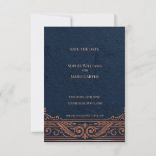 Navy-Kupfer-Keltisch Save-the-Date-Karte Save The Date
