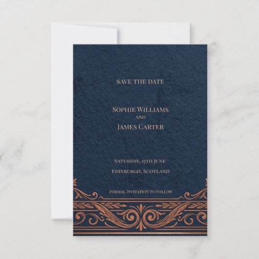 Navy-Kupfer-Keltisch Save-the-Date-Karte Save The Date (Vorderseite)