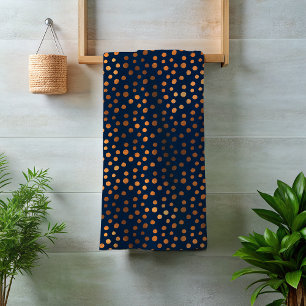 Navy Kupfer Metallisch Polka Punkte Punkte Badhandtuch Set