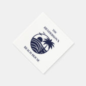 Navy-Küstenpalmen-Strandhaus Serviette (Ecke)