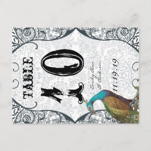 Navy Launischer Pfau Liebesvogel Tischzahl Postkarte