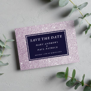 Navy-Lavendel-Glitzer Save the Date
