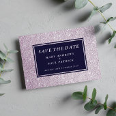 Navy-Lavendel-Glitzer Save the Date