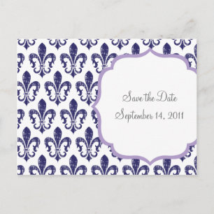 Navy/Lavendel Save the Date Postkarte