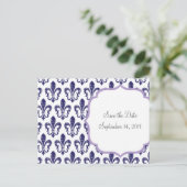 Navy/Lavendel Save the Date Postkarte (Stehend Vorderseite)
