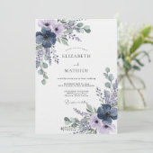 Navy Lavender Ethereal Bloom Wedding Einladung (Stehend Vorderseite)