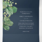NAVY LEAFY FOLIAGE GREENERY WATERCOLOR WEDD DREIFACH GEFALTETE EINLADUNG (Innenseite Mitte)