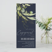 NAVY LEAFY GREEN FOLIAGE WATERCOLOR VERLOBUNG EINLADUNG (Stehend Vorderseite)