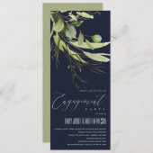 NAVY LEAFY GREEN FOLIAGE WATERCOLOR VERLOBUNG EINLADUNG (Vorne/Hinten)