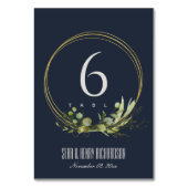 NAVY LEAFY GREEN FOLIAGE WREATH WATERCOLOR WEDD TISCHNUMMER (Vorderseite)