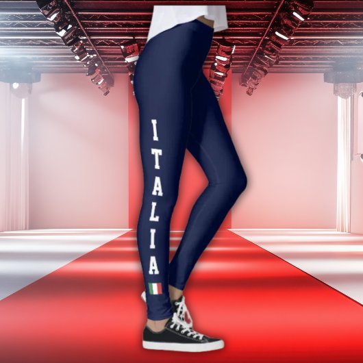 Navy-Leggings mit vertikaler Italia- und Italienfl Leggings