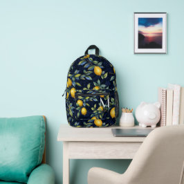 Navy Lemon Tree Monogram Bedruckter Rucksack