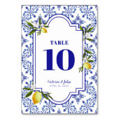 Navy & Lemons Polterabend Tischnummer (Vorderseite)